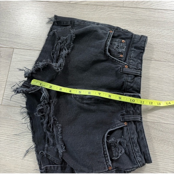 Topshop Black Distressed Denim Mom Shorts - Picture 8 of 9